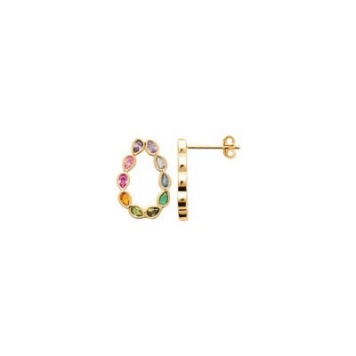 Boucles d'oreilles en plaqué or et pierre synthétique