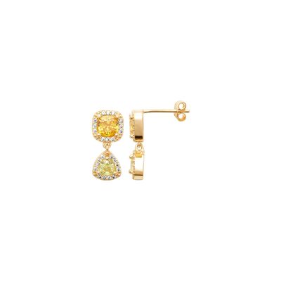 Boucles d'oreilles en plaqué or et pierre synthétique