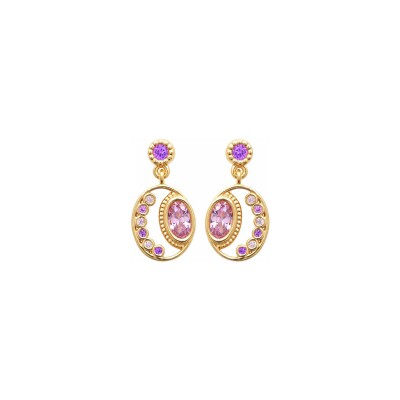 Boucles d'oreilles en plaqué or et pierre synthétique