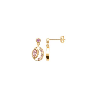 Boucles d'oreilles en plaqué or et pierre synthétique