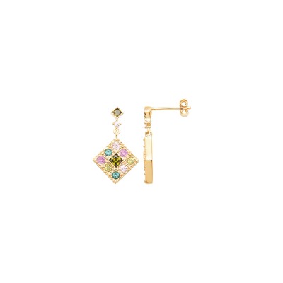 Boucles d'oreilles en plaqué or et pierre synthétique