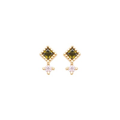 Boucles d'oreilles en plaqué or et pierre synthétique