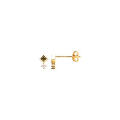 Boucles d'oreilles en plaqué or et pierre synthétique