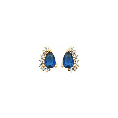 Boucles d'oreilles en plaqué or et pierre synthétique