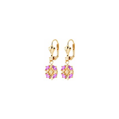 Boucles d'oreilles en plaqué or et pierre synthétique