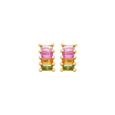 Boucles d'oreilles en plaqué or et pierre synthétique