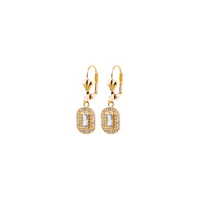Boucles d'oreilles en plaqué or et pierre synthétique