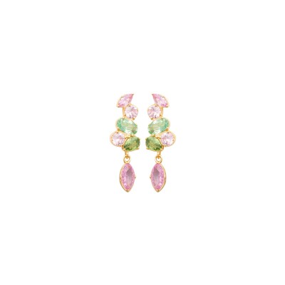 Boucles d'oreilles en plaqué or et pierre synthétique