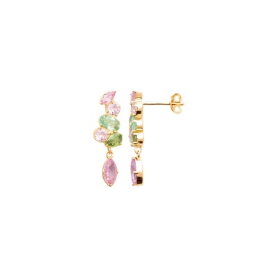 Boucles d'oreilles en plaqué or et pierre synthétique