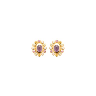Boucles d'oreilles en plaqué or et pierre synthétique