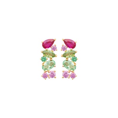 Boucles d'oreilles en plaqué or et pierre synthétique