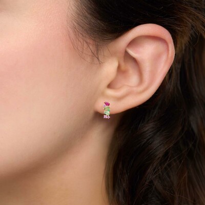Boucles d'oreilles en plaqué or et pierre synthétique