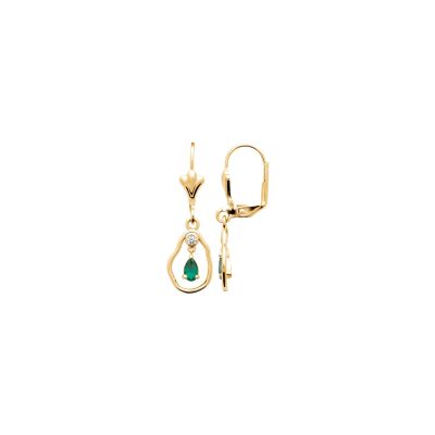 Boucles d'oreilles en plaqué or, pierre synthétique et oxyde de zirconium