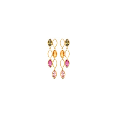 Boucles d'oreilles en plaqué or et pierre synthétique
