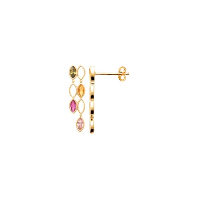Boucles d'oreilles en plaqué or et pierre synthétique