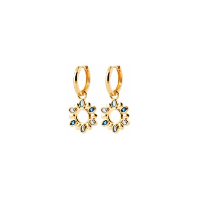 Boucles d'oreilles créoles en plaqué or et pierre synthétique