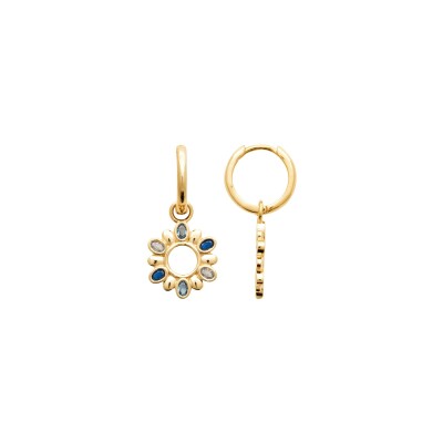 Boucles d'oreilles créoles en plaqué or et pierre synthétique