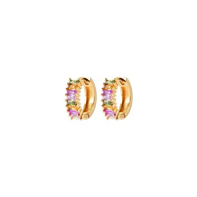 Boucles d'oreilles créoles en plaqué or et pierre synthétique