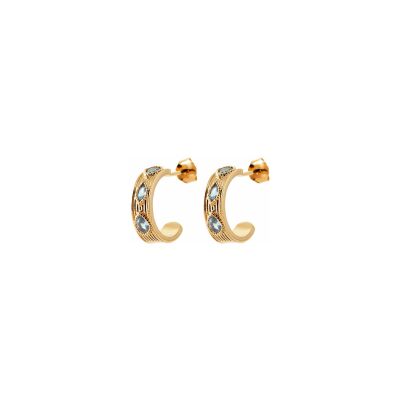 Boucles d'oreilles créoles en plaqué or et pierre synthétique