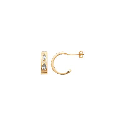 Boucles d'oreilles créoles en plaqué or et pierre synthétique