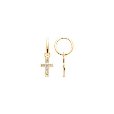 Boucles d'oreilles créoles en plaqué or et pierre synthétique