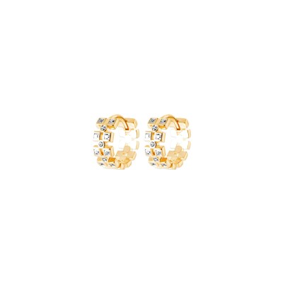 Boucles d'oreilles créoles en plaqué or et oxyde de zirconium