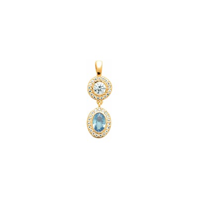 Pendentif en plaqué or, pierre synthétique et oxyde de zirconium