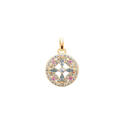 Pendentif en plaqué or, pierre synthétique et oxyde de zirconium