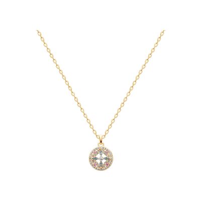 Pendentif en plaqué or, pierre synthétique et oxyde de zirconium