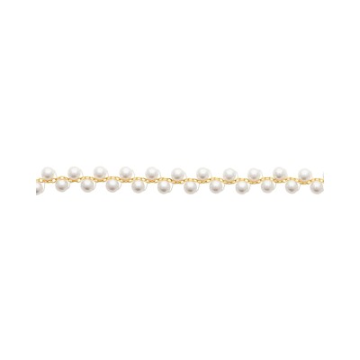 Bracelet en acier pvd doré et perle d'imitation - 19cm