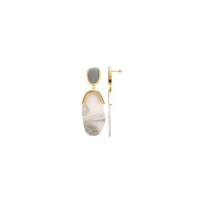 Boucles d'oreilles en acier pvd doré et résine