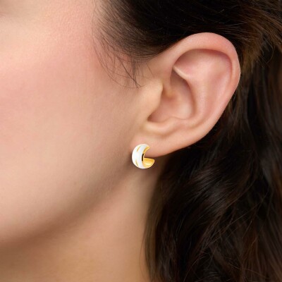 Boucles d'oreilles créoles en acier pvd doré et laque