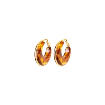 Boucles d'oreilles créoles en acier pvd doré et résine
