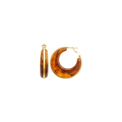 Boucles d'oreilles créoles en acier pvd doré et résine