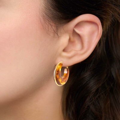 Boucles d'oreilles créoles en acier pvd doré et résine