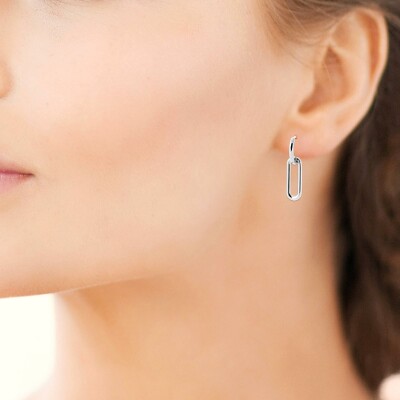 Boucles d'oreilles créoles en argent rhodié