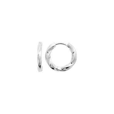 Boucles d'oreilles créoles en argent rhodié