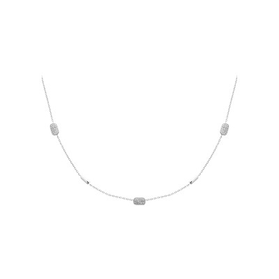 Collier en argent rhodié et oxyde de zirconium - 45cm