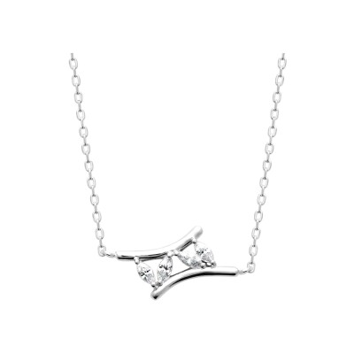 Collier en argent rhodié et oxyde de zirconium - 45cm