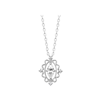 Collier en argent rhodié et oxyde de zirconium - 45cm