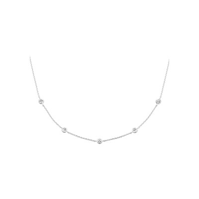 Collier en argent rhodié et oxyde de zirconium - 45cm