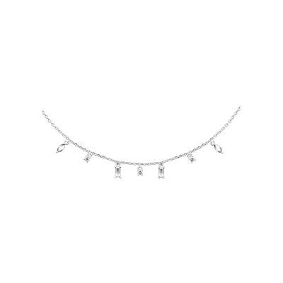 Collier en argent rhodié et oxyde de zirconium