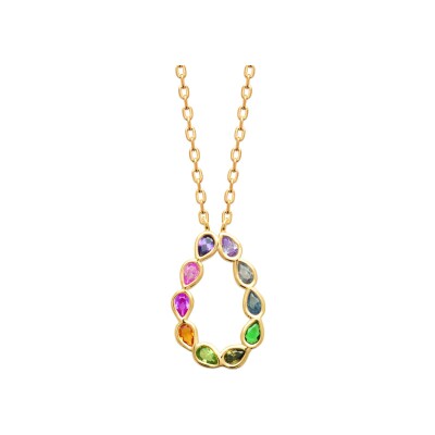Collier en plaqué or et pierre synthétique - 45cm