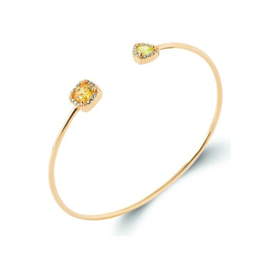 Bracelet jonc en plaqué or et pierre synthétique