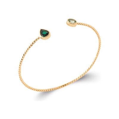 Bracelet jonc en plaqué or et pierre synthétique