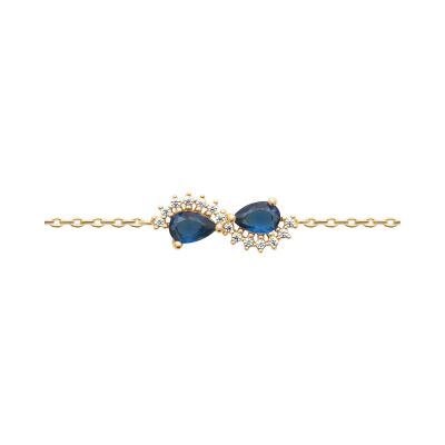 Bracelet en plaqué or et pierre synthétique - 18cm