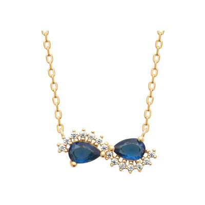 Collier en plaqué or et pierre synthétique - 45cm