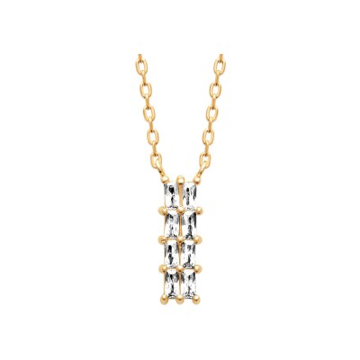 Collier en plaqué or et oxyde de zirconium - 45cm