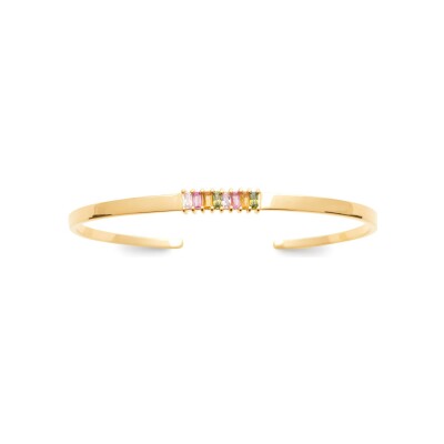 Bracelet jonc en plaqué or et pierre synthétique