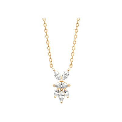 Collier en plaqué or et oxyde de zirconium - 45cm